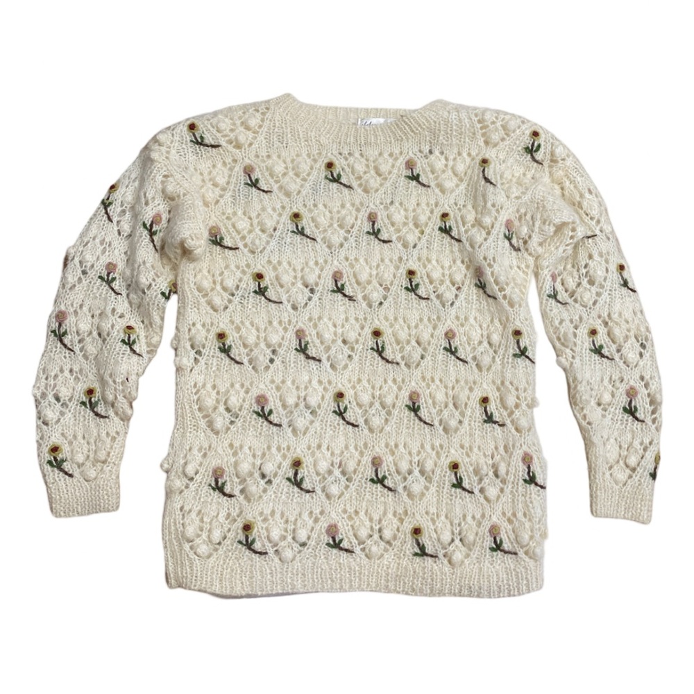 Chelsea Young Floral Knit 50% Wool Sweater